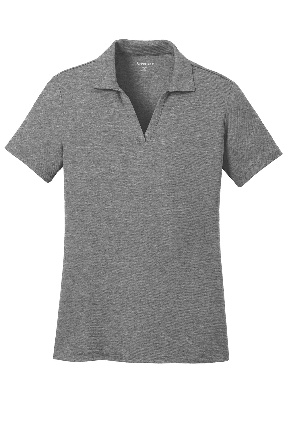 Sport-Tek LST640 Womens RacerMesh Moisture Wicking Short Sleeve Polo Shirt Heather Grey Flat Front