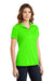 Sport-Tek LST640 Womens RacerMesh Moisture Wicking Short Sleeve Polo Shirt Neon Green Model 3q