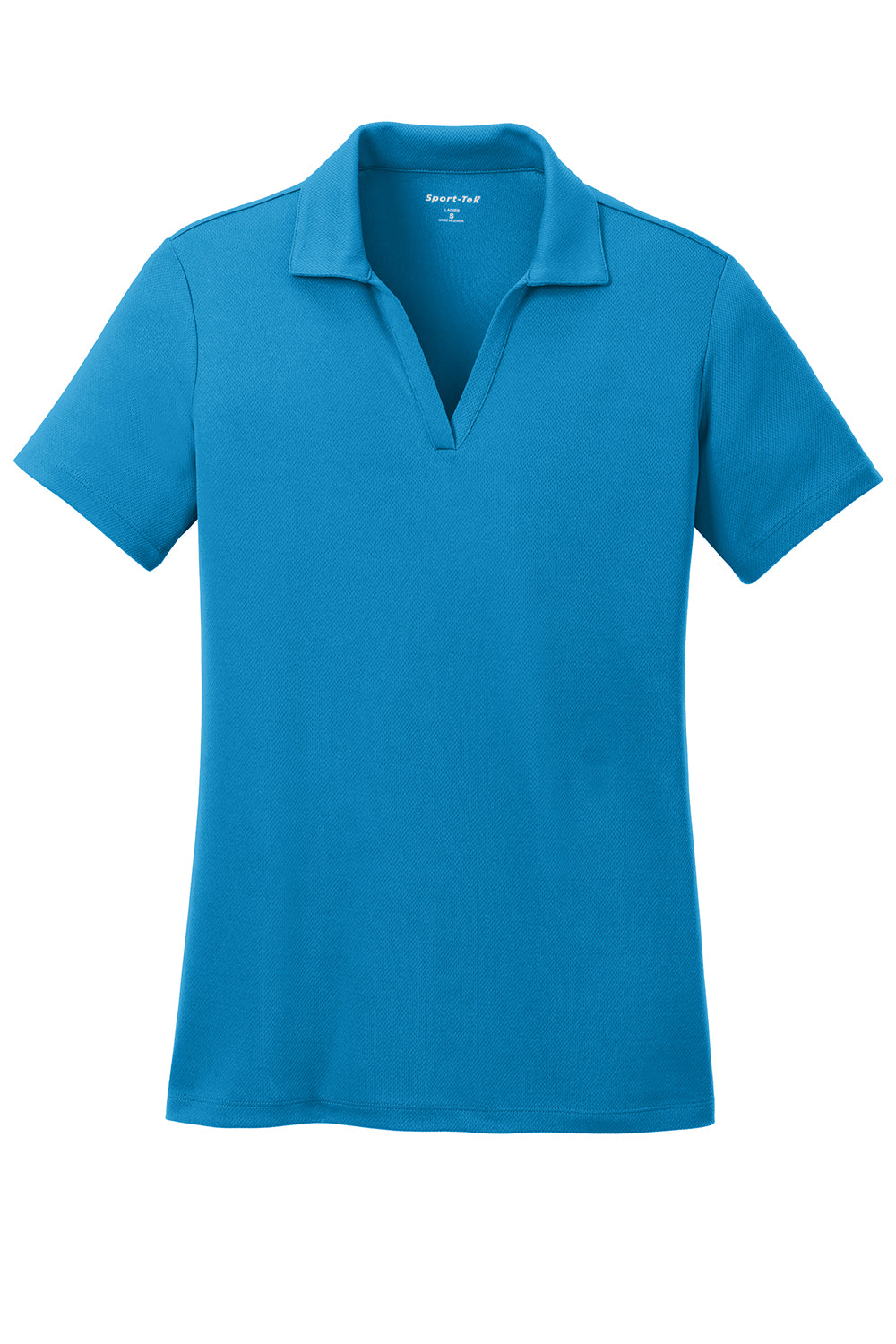 Sport-Tek LST640 Womens RacerMesh Moisture Wicking Short Sleeve Polo Shirt Pond Blue Flat Front