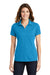 Sport-Tek LST640 Womens RacerMesh Moisture Wicking Short Sleeve Polo Shirt Pond Blue Model Front