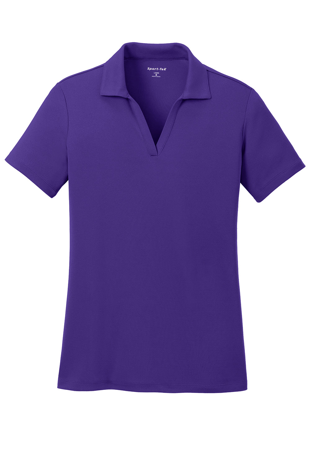 Sport-Tek LST640 Womens RacerMesh Moisture Wicking Short Sleeve Polo Shirt Purple Flat Front