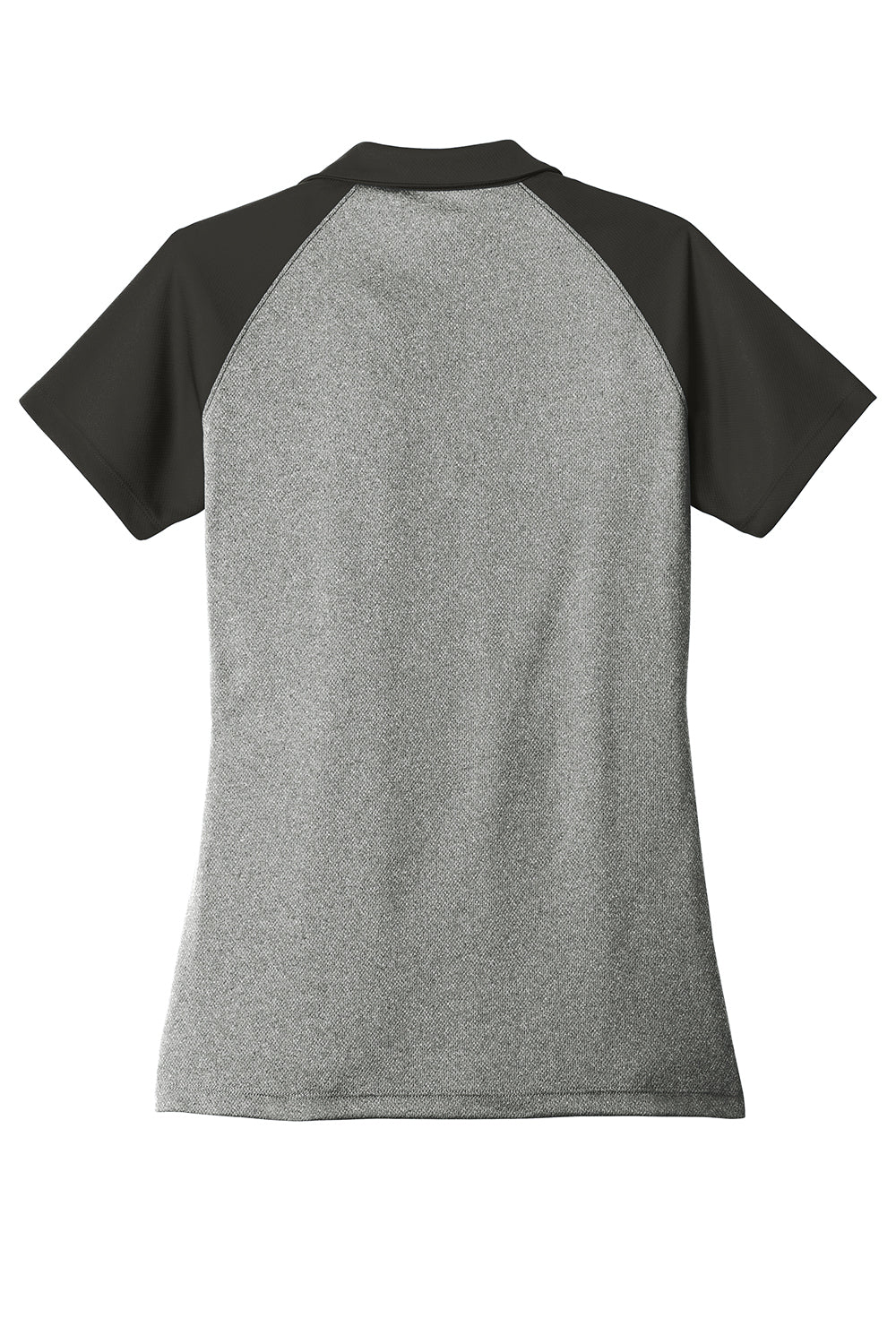 Sport-Tek LST641 Womens RacerMesh Moisture Wicking Short Sleeve Polo Shirt Heather Grey/Black Flat Back