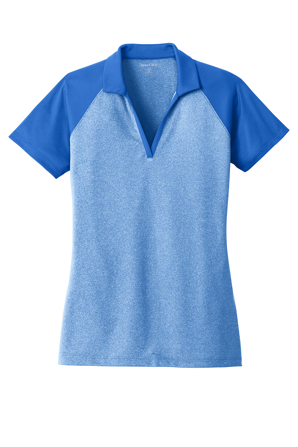 Sport-Tek LST641 Womens RacerMesh Moisture Wicking Short Sleeve Polo Shirt Heather True Royal Blue/True Royal Blue Flat Front