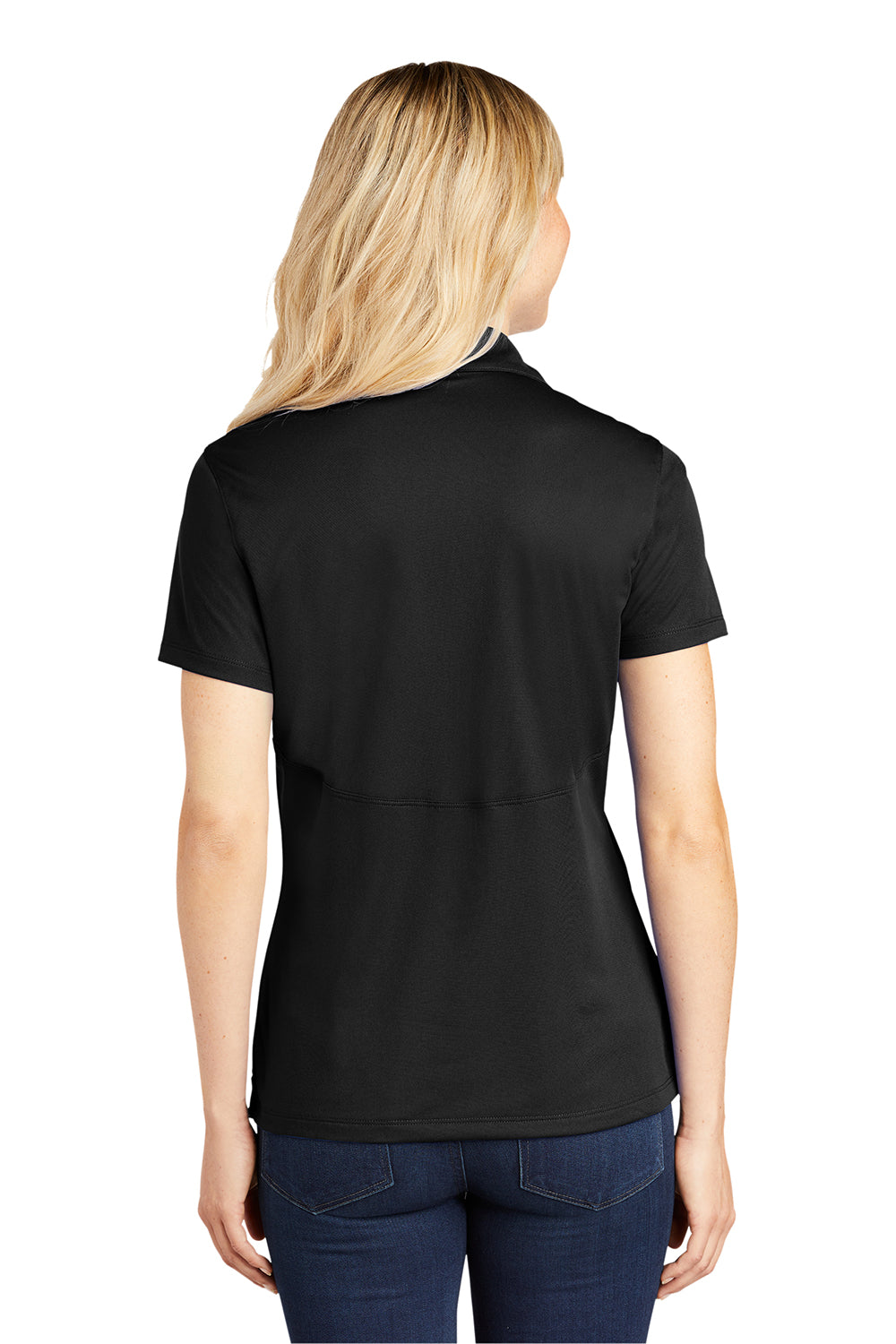 Sport-Tek LST650 Womens Sport-Wick Moisture Wicking Short Sleeve Polo Shirt Black Model Back