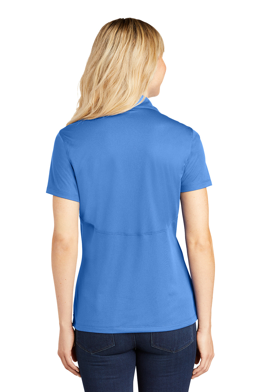 Sport-Tek LST650 Womens Sport-Wick Moisture Wicking Short Sleeve Polo Shirt Blue Lake Model Back