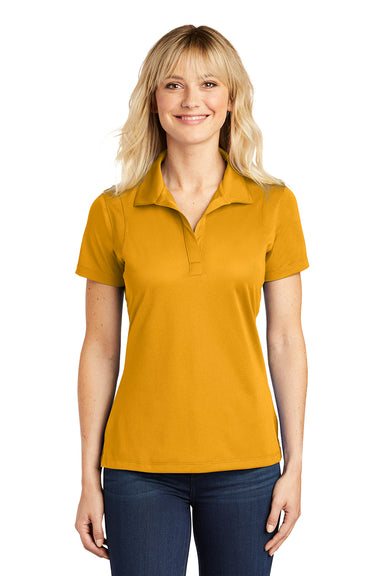 Sport-Tek LST650 Womens Sport-Wick Moisture Wicking Short Sleeve Polo Shirt Gold Model Front