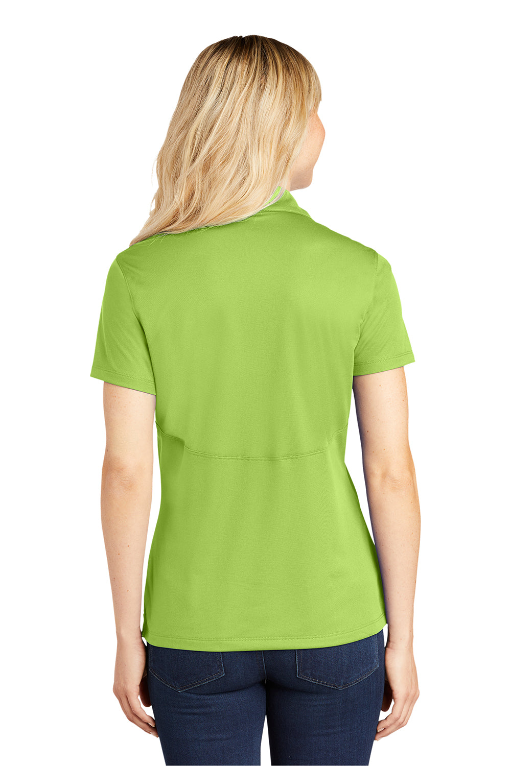 Sport-Tek LST650 Womens Sport-Wick Moisture Wicking Short Sleeve Polo Shirt Lime Shock Green Model Back