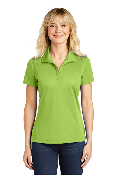 Sport-Tek LST650 Womens Sport-Wick Moisture Wicking Short Sleeve Polo Shirt Lime Shock Green Model Front