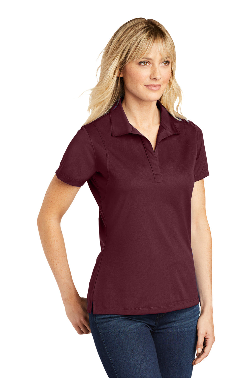 Sport-Tek LST650 Womens Sport-Wick Moisture Wicking Short Sleeve Polo Shirt Maroon Model 3q