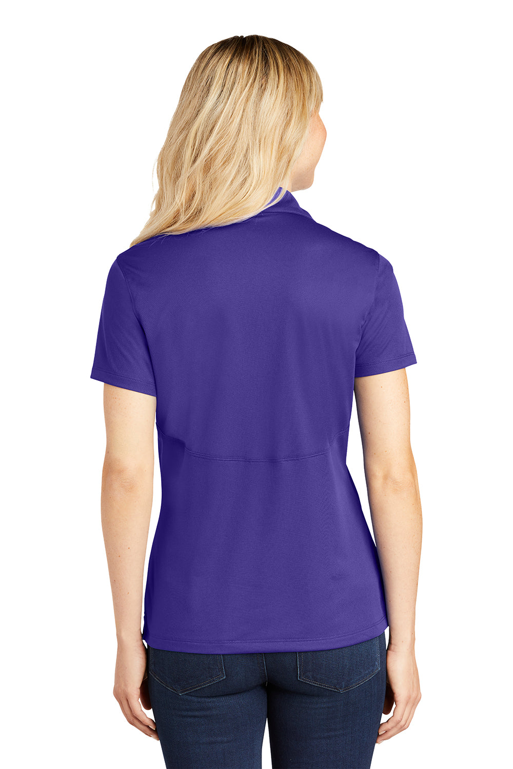 Sport-Tek LST650 Womens Sport-Wick Moisture Wicking Short Sleeve Polo Shirt Purple Model Back