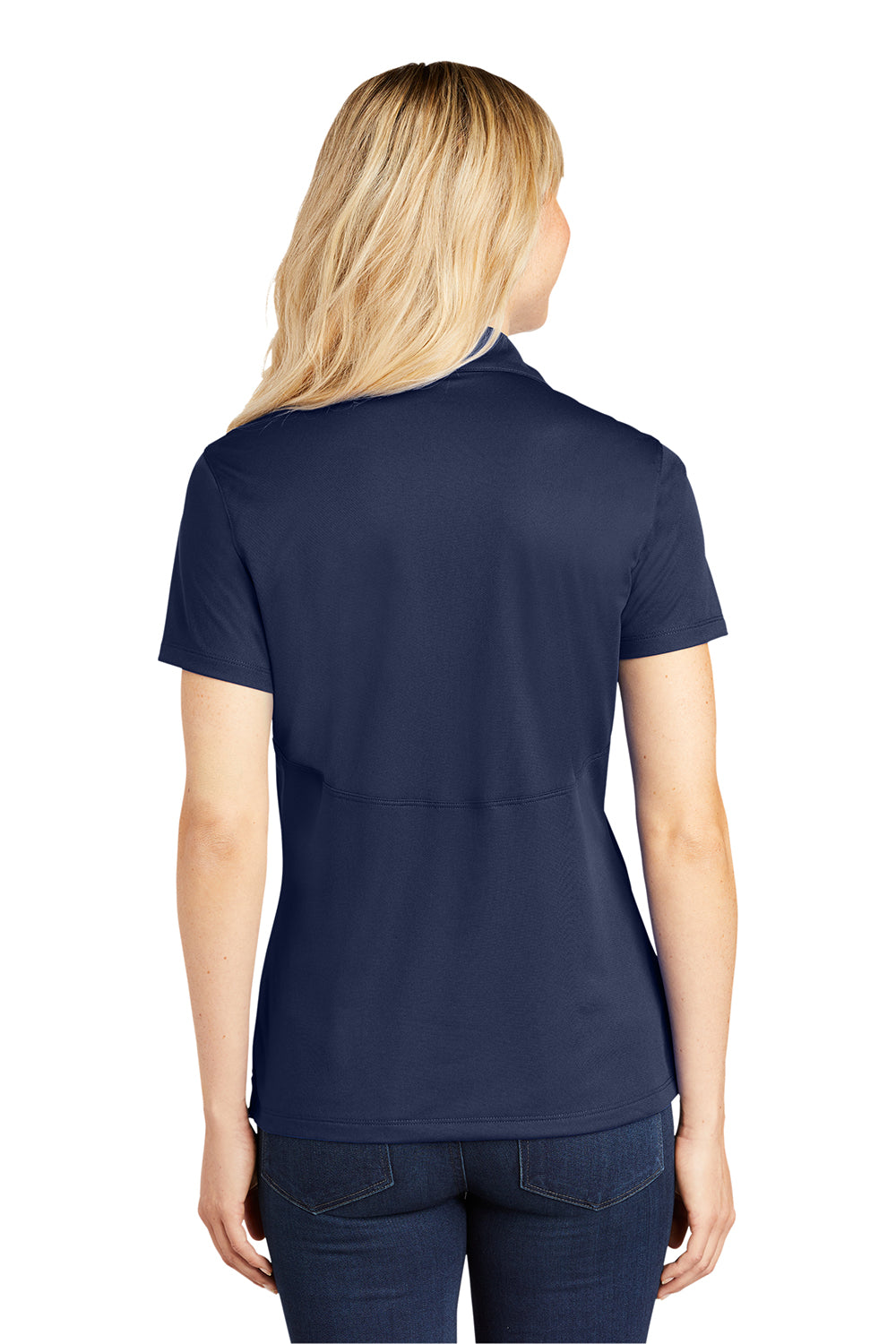 Sport-Tek LST650 Womens Sport-Wick Moisture Wicking Short Sleeve Polo Shirt True Navy Blue Model Back