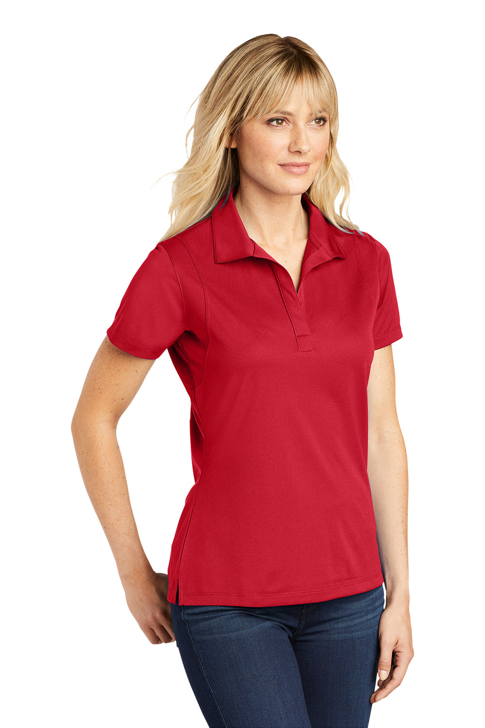 Sport-Tek LST650 Womens Sport-Wick Moisture Wicking Short Sleeve Polo Shirt True Red Model 3q