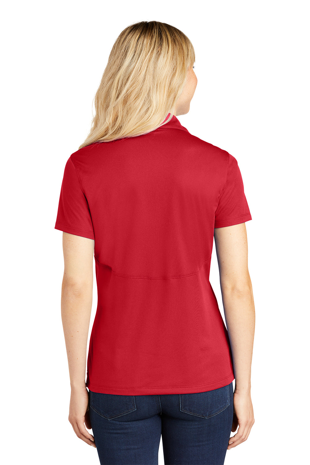 Sport-Tek LST650 Womens Sport-Wick Moisture Wicking Short Sleeve Polo Shirt True Red Model Back