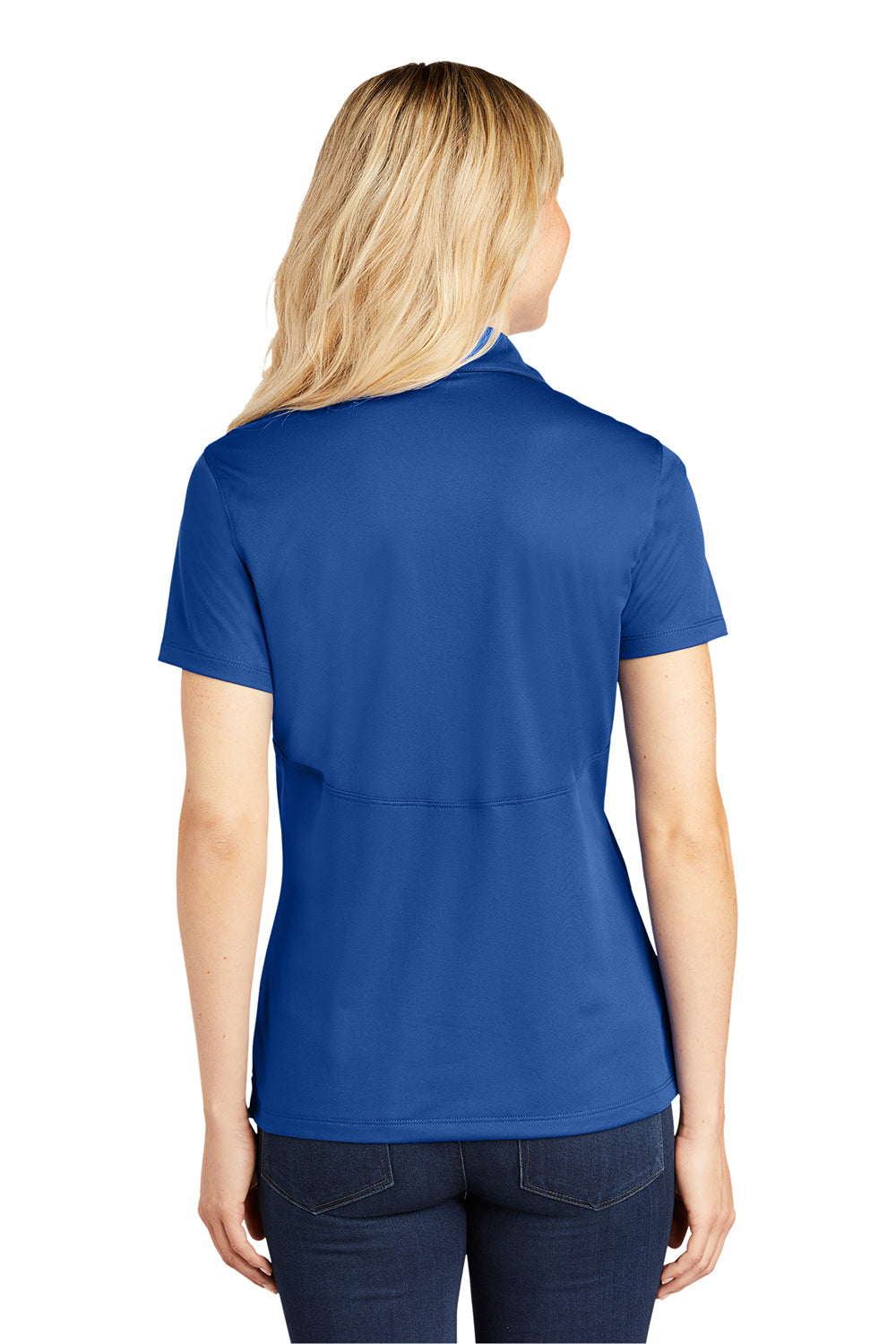 Sport-Tek LST650 Womens Sport-Wick Moisture Wicking Short Sleeve Polo Shirt True Royal Blue Model Back