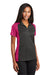 Sport-Tek LST652 Womens Sport-Wick Moisture Wicking Short Sleeve Polo Shirt Iron Grey/Raspberry Pink Model 3q