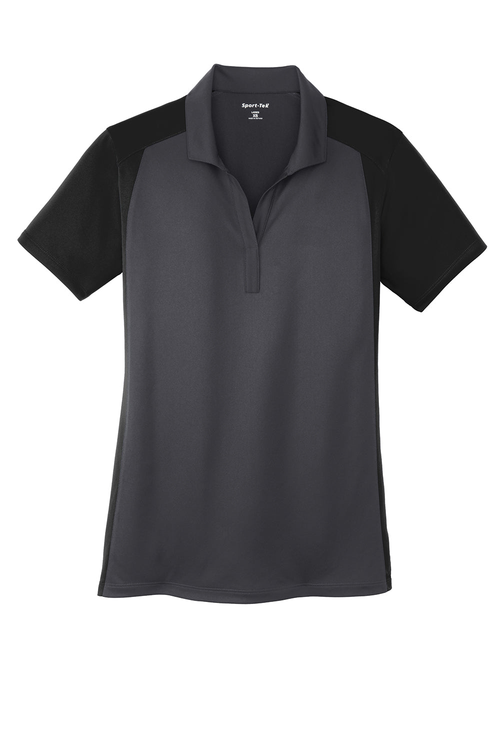 Sport-Tek LST652 Womens Sport-Wick Moisture Wicking Short Sleeve Polo Shirt Iron Grey/Black Flat Front