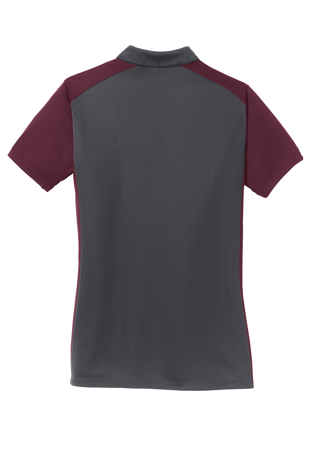 Sport-Tek LST652 Womens Sport-Wick Moisture Wicking Short Sleeve Polo Shirt Iron Grey/Maroon Flat Back