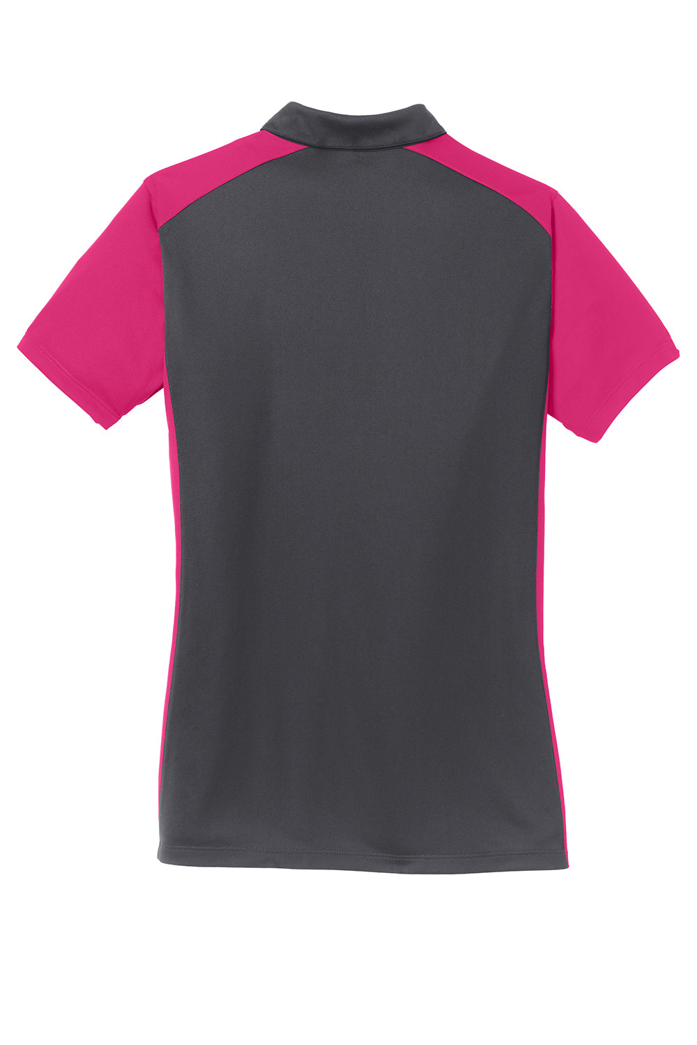 Sport-Tek LST652 Womens Sport-Wick Moisture Wicking Short Sleeve Polo Shirt Iron Grey/Raspberry Pink Flat Back