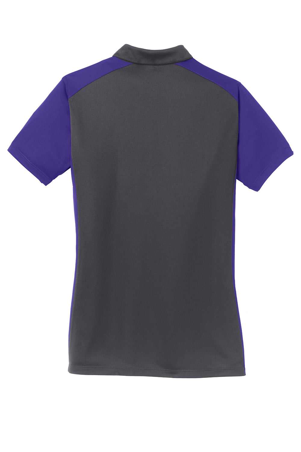 Sport-Tek LST652 Womens Sport-Wick Moisture Wicking Short Sleeve Polo Shirt Iron Grey/Purple Flat Back