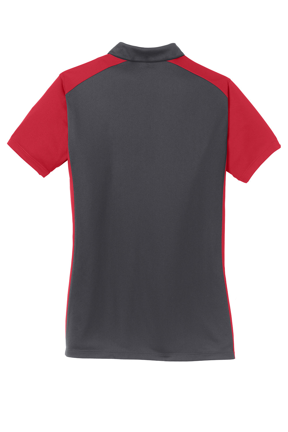 Sport-Tek LST652 Womens Sport-Wick Moisture Wicking Short Sleeve Polo Shirt Iron Grey/True Red Flat Back