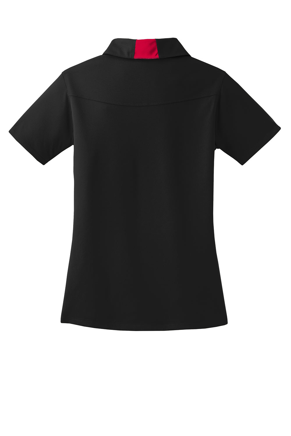 Sport-Tek LST655 Womens Sport-Wick Moisture Wicking Short Sleeve Polo Shirt Black/Deep Red Flat Back