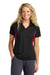 Sport-Tek LST655 Womens Sport-Wick Moisture Wicking Short Sleeve Polo Shirt Black/Deep Red Model Front