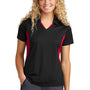 Sport-Tek Womens Sport-Wick Moisture Wicking Short Sleeve Polo Shirt - Black/Deep Red - NEW