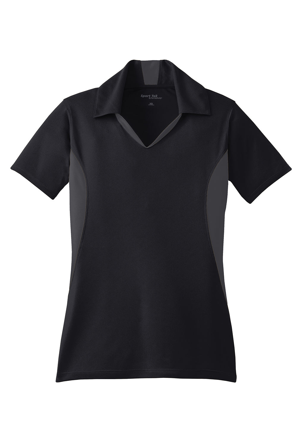 Sport-Tek LST655 Womens Sport-Wick Moisture Wicking Short Sleeve Polo Shirt Black/Iron Grey Flat Front