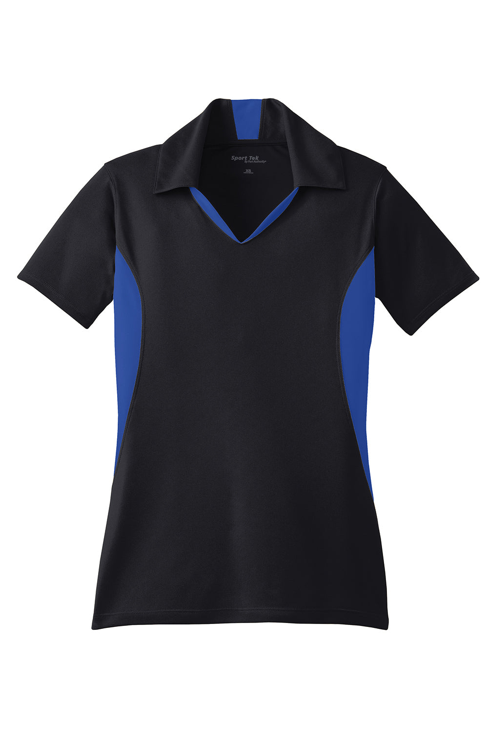 Sport-Tek LST655 Womens Sport-Wick Moisture Wicking Short Sleeve Polo Shirt Black/True Royal Blue Flat Front