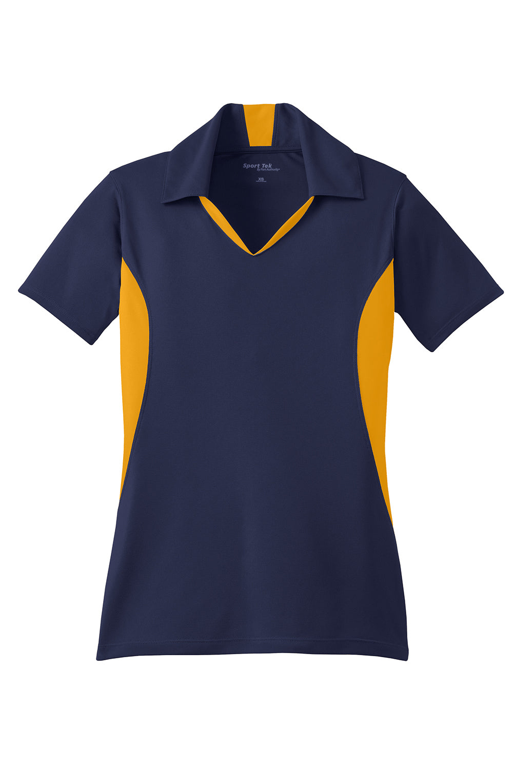 Sport-Tek LST655 Womens Sport-Wick Moisture Wicking Short Sleeve Polo Shirt True Navy Blue/Gold Flat Front