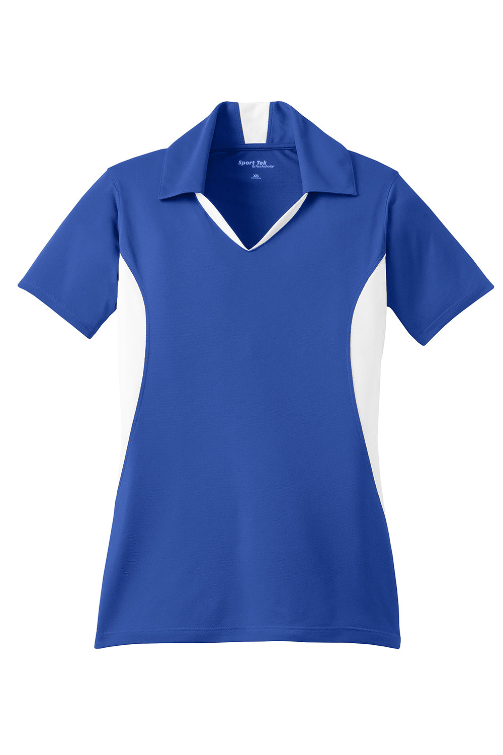 Sport-Tek LST655 Womens Sport-Wick Moisture Wicking Short Sleeve Polo Shirt True Royal Blue/White Flat Front