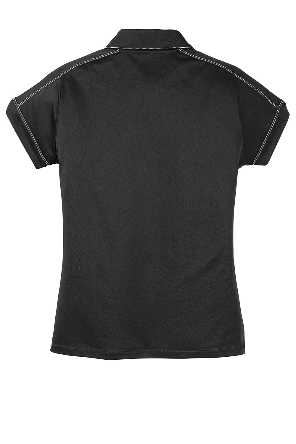 Sport-Tek LST659 Womens Sport-Wick Moisture Wicking Short Sleeve Polo Shirt Black Flat Back