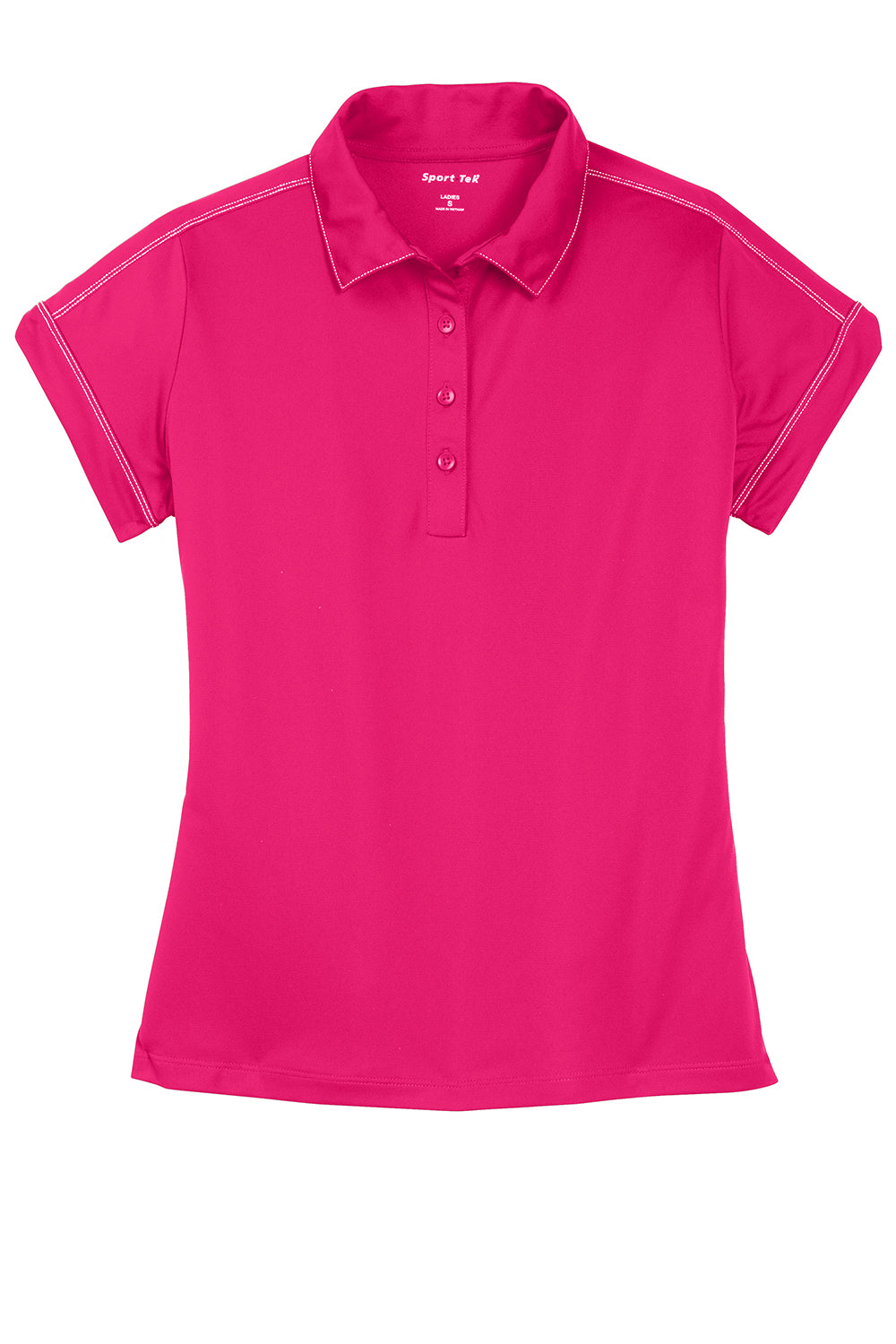 Sport-Tek LST659 Womens Sport-Wick Moisture Wicking Short Sleeve Polo Shirt Raspberry Pink Flat Front