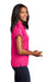 Sport-Tek LST659 Womens Sport-Wick Moisture Wicking Short Sleeve Polo Shirt Raspberry Pink Model Side