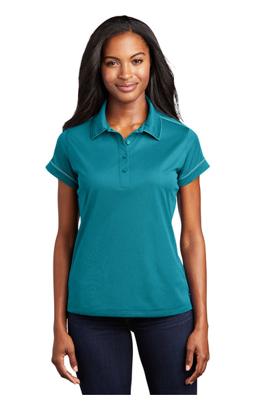 Sport-Tek LST659 Womens Sport-Wick Moisture Wicking Short Sleeve Polo Shirt Tropic Blue Model Front