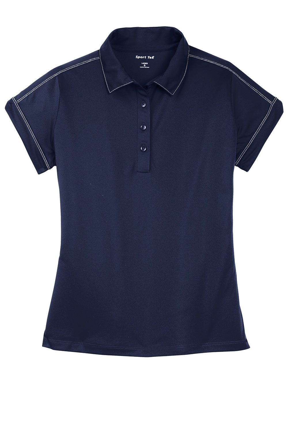 Sport-Tek LST659 Womens Sport-Wick Moisture Wicking Short Sleeve Polo Shirt True Navy Blue Flat Front