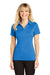 Sport-Tek LST660 Womens Heather Contender Moisture Wicking Short Sleeve Polo Shirt Heather Blue Wake Model Front