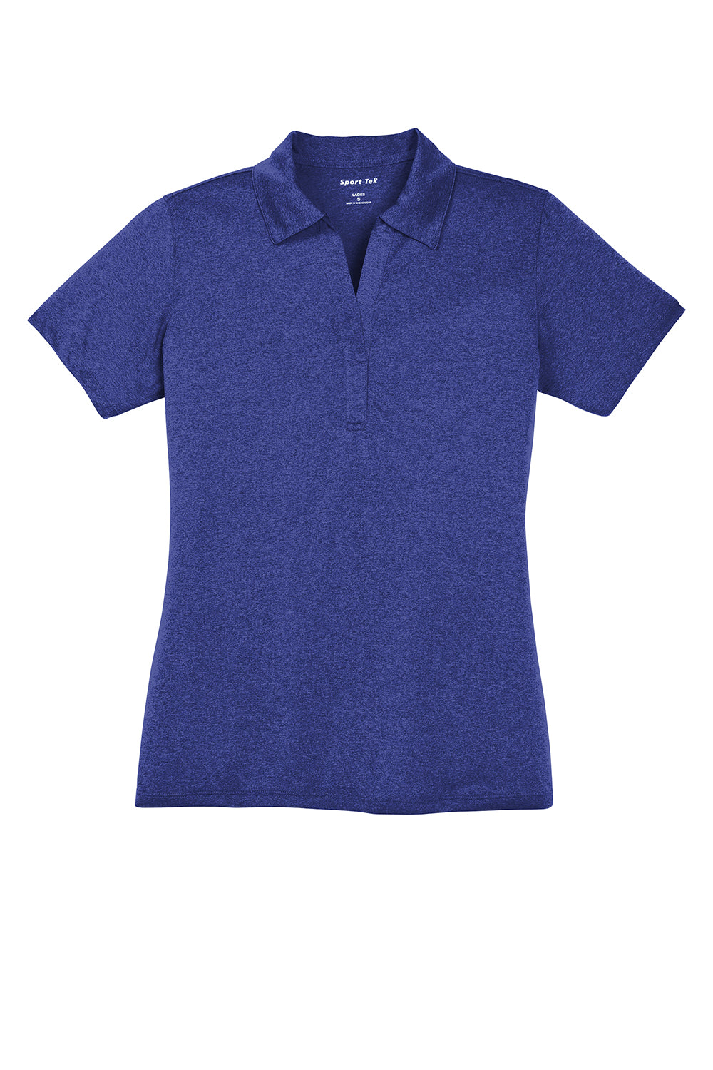 Sport-Tek LST660 Womens Heather Contender Moisture Wicking Short Sleeve Polo Shirt Heather Cobalt Blue Flat Front