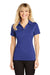 Sport-Tek LST660 Womens Heather Contender Moisture Wicking Short Sleeve Polo Shirt Heather Cobalt Blue Model Front