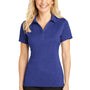 Sport-Tek Womens Heather Contender Moisture Wicking Short Sleeve Polo Shirt - Heather Cobalt Blue