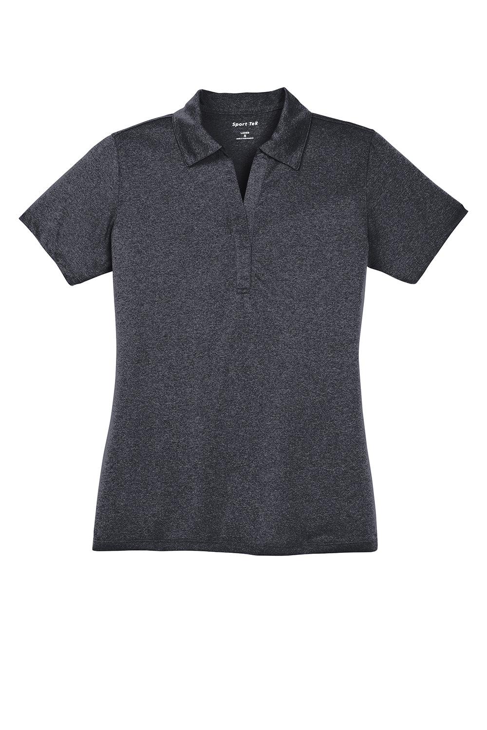 Sport-Tek LST660 Womens Heather Contender Moisture Wicking Short Sleeve Polo Shirt Heather Graphite Grey Flat Front