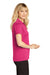 Sport-Tek LST660 Womens Heather Contender Moisture Wicking Short Sleeve Polo Shirt Heather Raspberry Pink Model Side