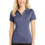 Sport-Tek Womens Heather Contender Moisture Wicking Short Sleeve Polo Shirt - Heather True Navy Blue