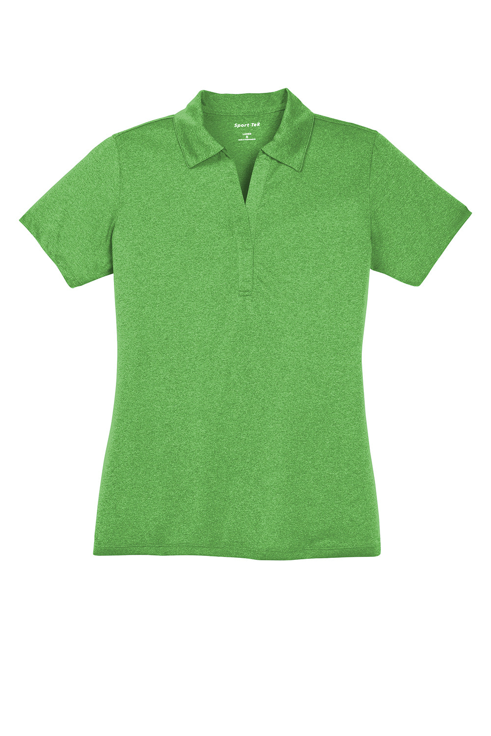 Sport-Tek LST660 Womens Heather Contender Moisture Wicking Short Sleeve Polo Shirt Heather Turf Green Flat Front