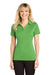 Sport-Tek LST660 Womens Heather Contender Moisture Wicking Short Sleeve Polo Shirt Heather Turf Green Model Front