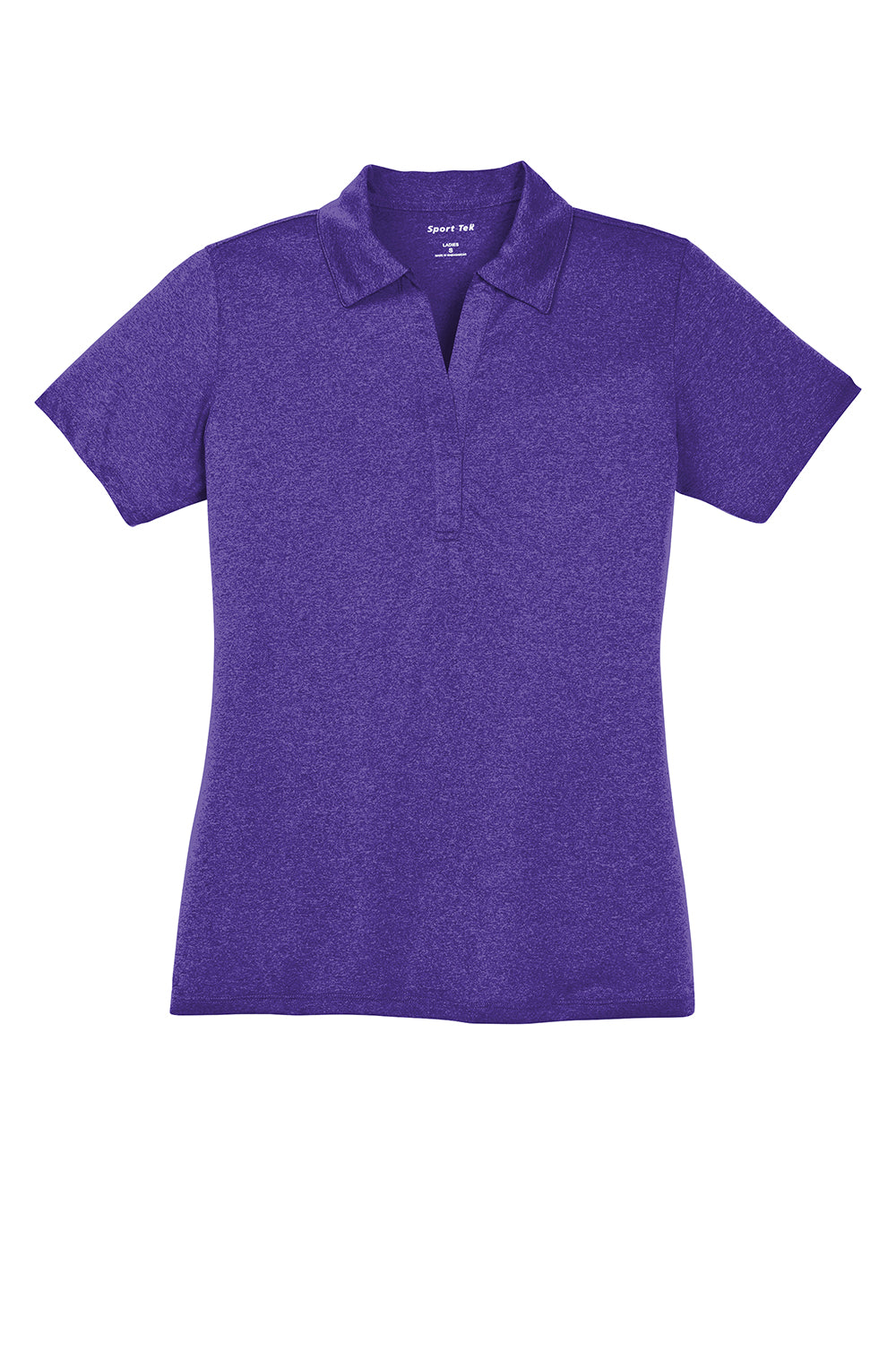 Sport-Tek LST660 Womens Heather Contender Moisture Wicking Short Sleeve Polo Shirt Heather Varsity Purple Flat Front