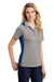 Sport-Tek LST665 Womens Heather Contender Moisture Wicking Short Sleeve Polo Shirt Heather Vintage Grey/True Royal Blue Model 3q