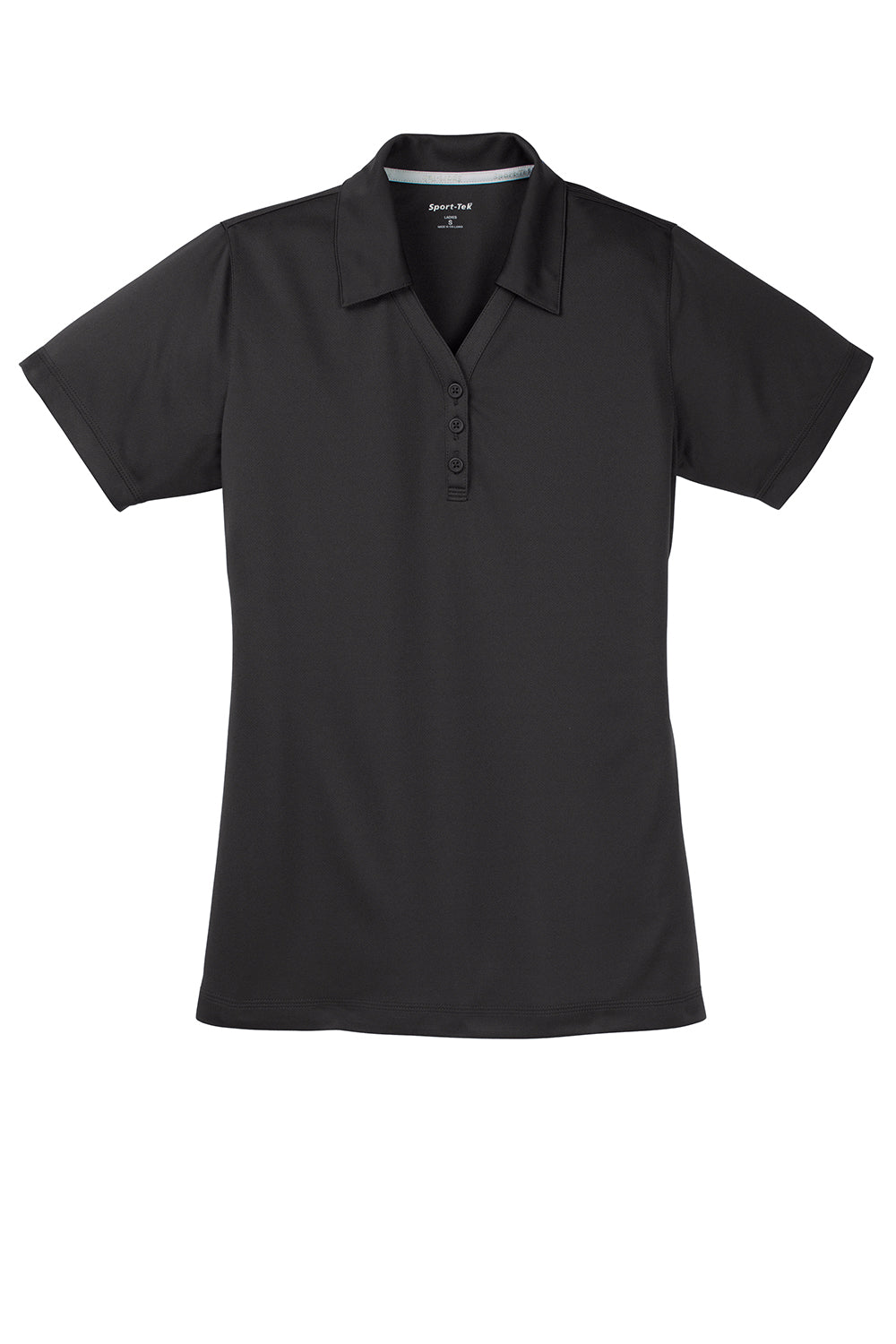 Sport-Tek LST680 Womens Micro-Mesh Moisture Wicking Short Sleeve Polo Shirt Black Flat Front