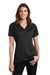 Sport-Tek LST680 Womens Micro-Mesh Moisture Wicking Short Sleeve Polo Shirt Black Model Front