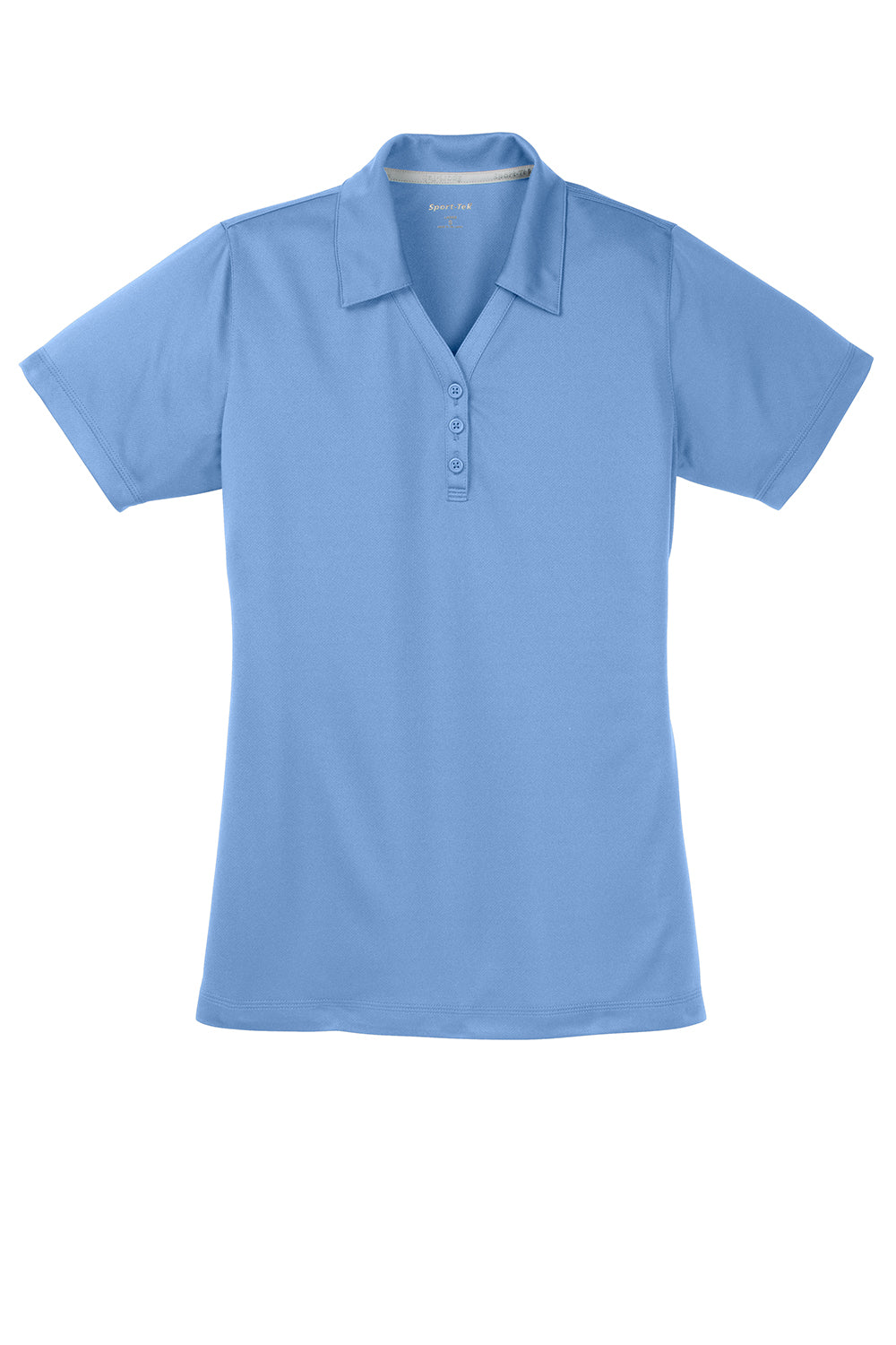 Sport-Tek LST680 Womens Micro-Mesh Moisture Wicking Short Sleeve Polo Shirt Carolina Blue Flat Front